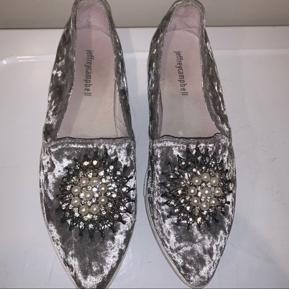 Jeffery Campbell Velvet Diamond Embellished Flats - Picture 1 of 16